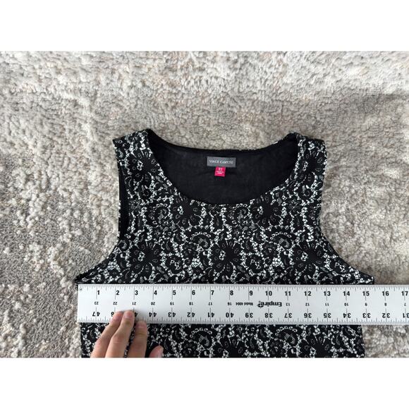 Vince Camuto Size XS Dark Floral Lace Peplum Top Black Sleeveless Pullover Lined - Picture 3 of 6